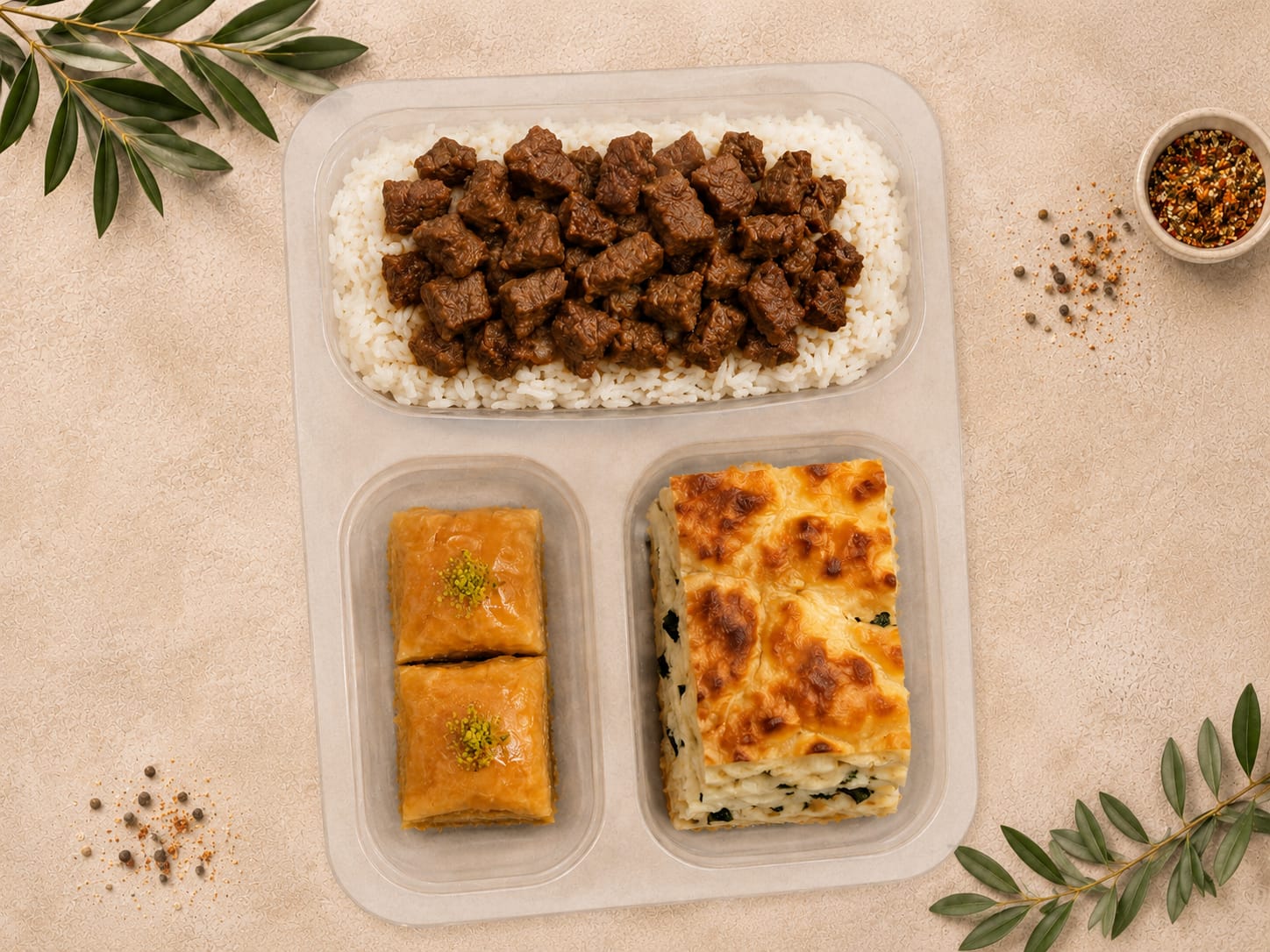 Kavurma Pilav - Börek - Tatlı