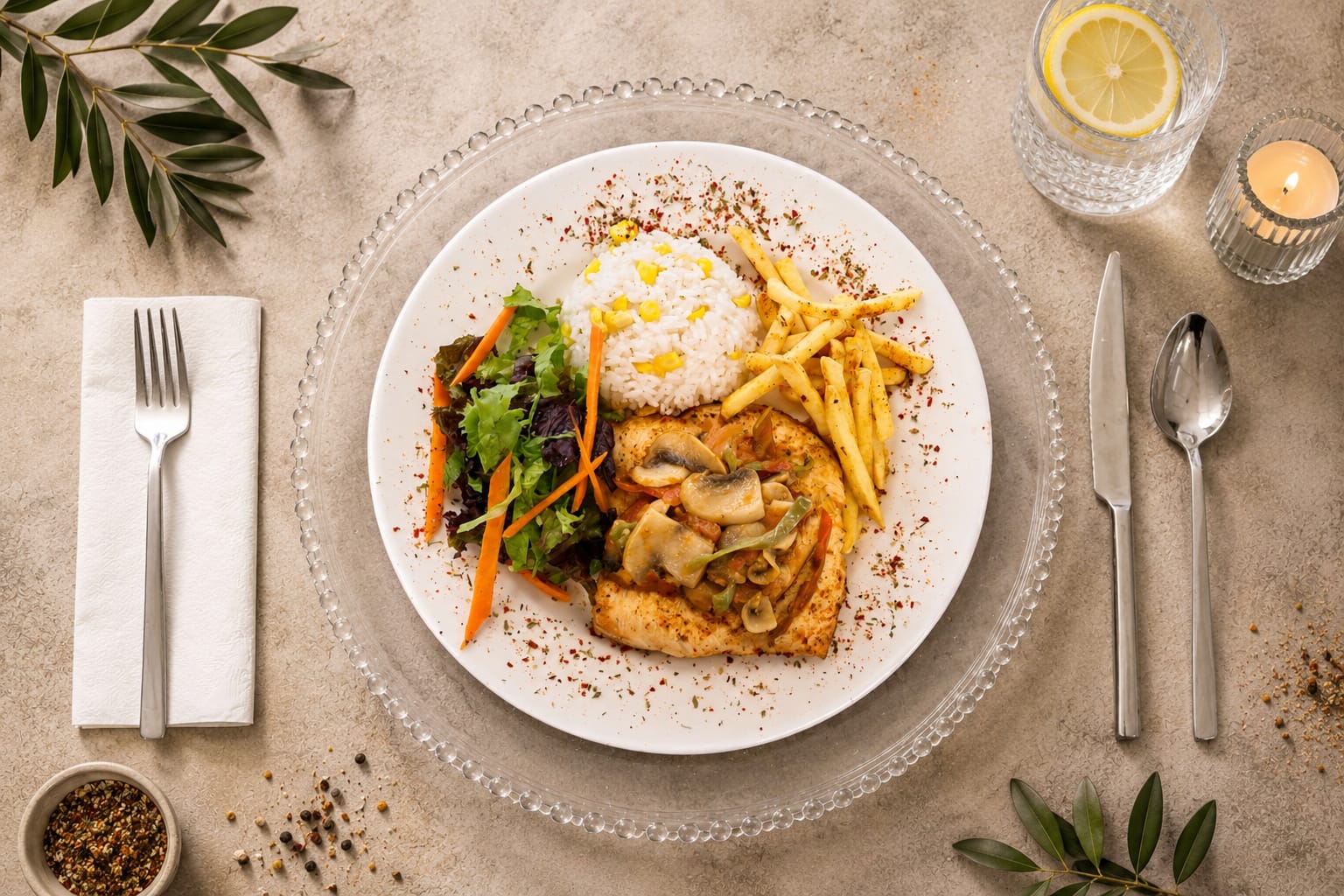 Mantar Soslu Tavuk Pilav